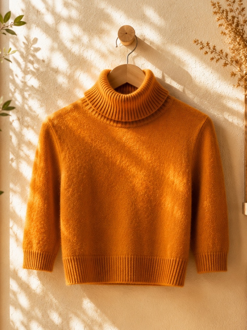 Aritzia Wilfred 100% Cashmere Fitted Turtleneck Orange Sweater XXS